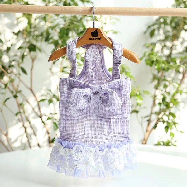 Cão vestuário suave roxo bolha saia vestido produtos para animais de estimação roupas de algodão para cães gatos chihuahua teddy roupas 2024