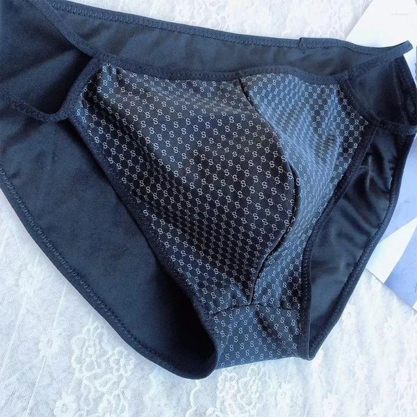Cuecas sexy mens impressão baixa ascensão briefs lingerie bulge bolsa roupa interior macio respirável tamanho M-XXL masculino calças sólidas