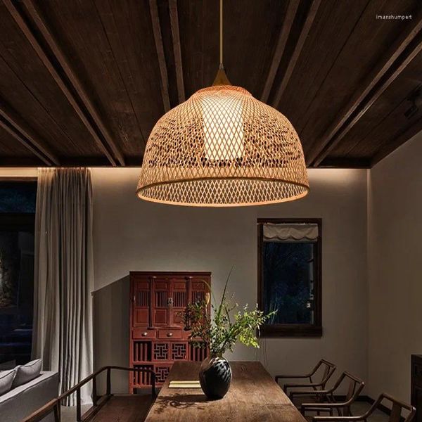 Lâmpadas pendentes Artureshome Bambu Wabi-Sabi Estilo Luminárias Japonesas Étnicas Decoração Chandler Luz Teto Pendurado