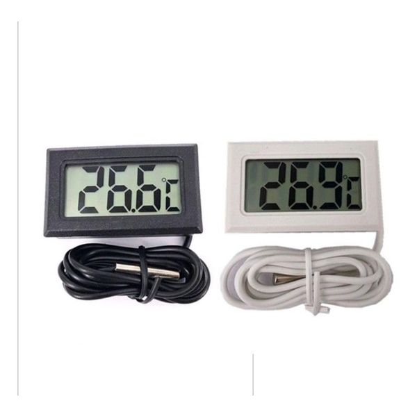 Sıcaklık Aletleri Toptan 500pcs Dijital LCD SN Termometre Buzdolabı Buzdolabı Zer Akvaryum Balık tankı -50110c GT Black Whit Dhzaq