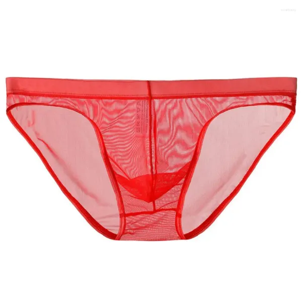 Cuecas sexy mens sissy bolsa calcinha roupa interior malha sheer ultra fino briefs bainha troncos lingerie gay ver através