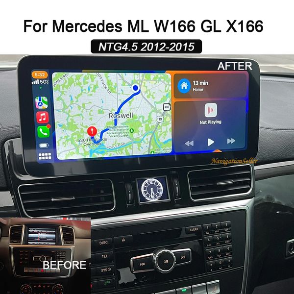 W166 için araba stereo radyo Android 13 Android Dokunmatik Ekran 12.3 inç Carplay Android Auto Mercedes Benz ML GL Sınıfı NTG4.5 2012-2015 Multimedya Navigasyon Araç DVD