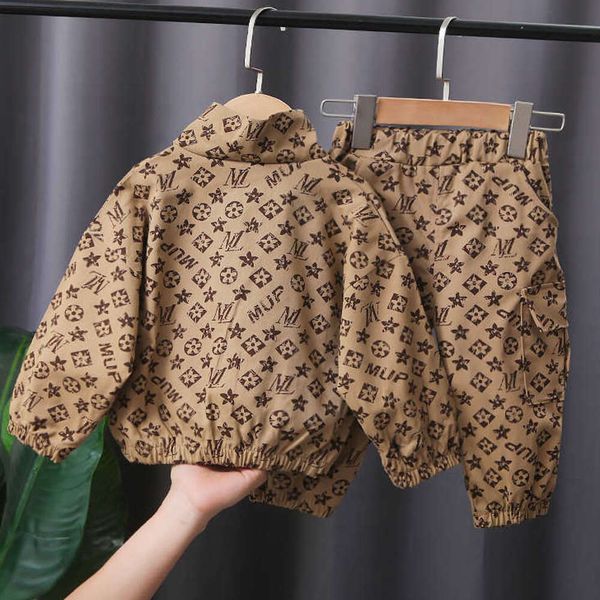 Kinder Designer 4 Baby Jungen Kleidung 5 Jahre Kleinkind Boutique Outfits Mode Druck Spleißen Mäntel und Hosen Kinder Bebes Jogging Anzüge Trainingsanzüge7754