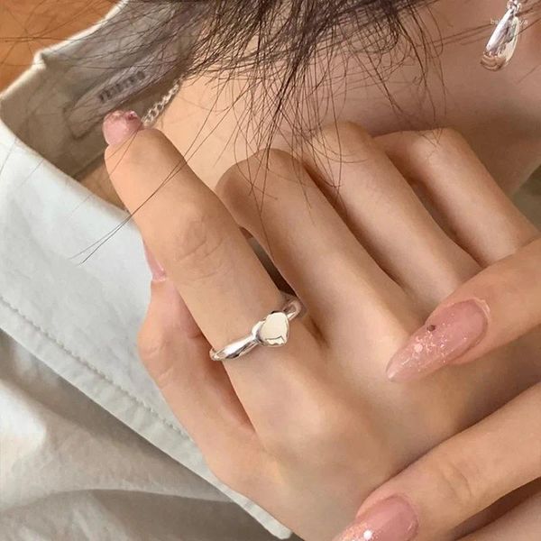 Cluster-Ringe Ventfille 925 Sterling Silber Liebe Herz Ring für Frauen Mädchen Geschenk Einfache vielseitige koreanische süße Schmuck Tropfen