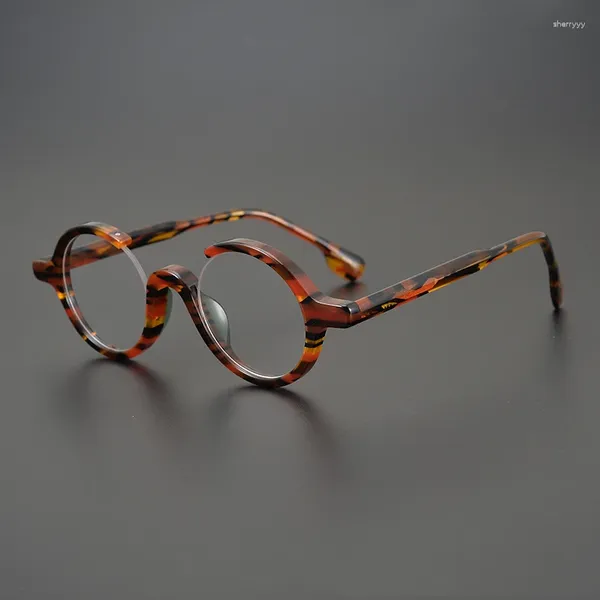 Montature per occhiali da sole 2024 Moda Vintage impiombato Cornice in acetato Miopia Lettura ottica Occhiali da vista Rotondi classici a mano artigianali Donna Uomo Alto