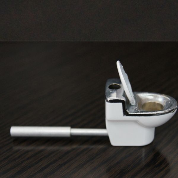 Modelo de vaso sanitário de alta qualidade, cachimbo de metal engraçado, criativo, presente portátil, moedor de ervas secas, queimador de óleo de tabaco