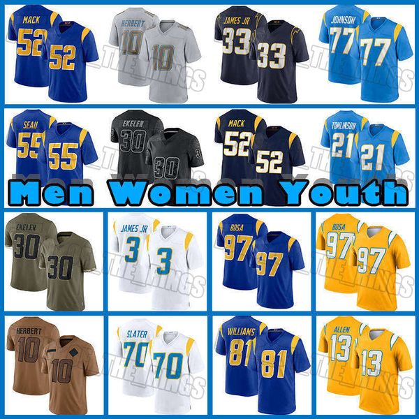 Maglia da calcio Justin Herbert Derwin James Jr. Khalil Mack Joey Bosa Chargeres Keenan Allen Austin Ekeler Quentin Johnston Corey Linsley Zion Johnson Mike Williams