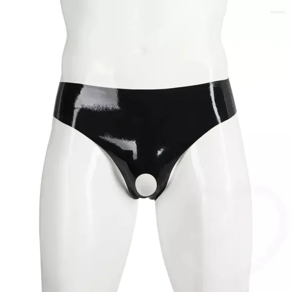 Unterhosen Sexy Männer Unterwäsche Tanga Wet Look Slips Offener Schritt Patent Leder Dessous Atmungsaktive Niedrige Taille Bikini Slip Homme