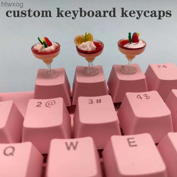 Klavyeler Komik Karikatür Mekanik Anahtar Kapakları için Key Makineler ESC Klavye Kapakları Kiraz MX Özel Anahtar Cap Gamer DIY El Yapımı Sevimli Kek Key Kapakları YQ240123