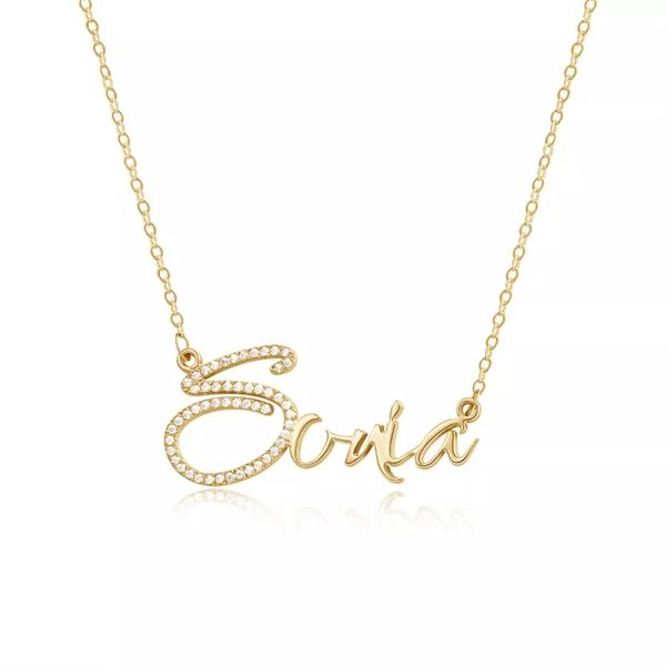 Halsketten Stilvolle, personalisierte, klassische Namenskette mit Diamant, Geschenk für Freundin, Muttertagsgeschenk, Geburtstagsgeschenk für die beste Freundin
