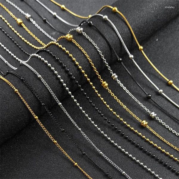 Correntes Comprimento 60cm Bola Bead Chain Colar para Mulheres Homens Aço Inoxidável Ouro Sliver Preto Cor Moda Jóias Acessórios Fazendo