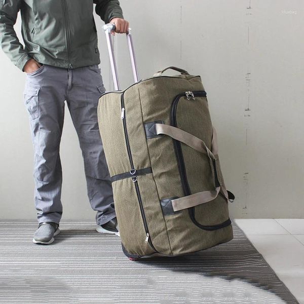 Malas Super Grande Capacidade Trolley Travel Bag Estudo Internacional No Exterior Bagagem de Longa Distância Mala de Lona Leve