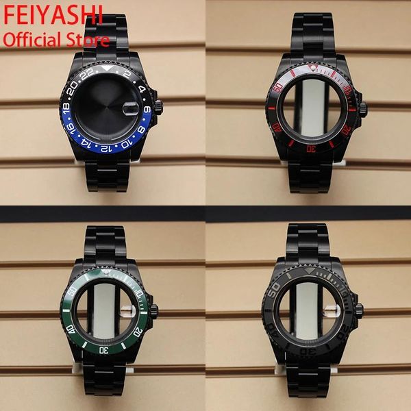Komponenten 40 mm schwarzes Submariner-Gehäuse Herrenuhren Armband Uhrenarmbandteile für Seiko Nh35 Nh36 Miyota 8215 Eta 2824 Uhrwerk 28,5 mm Zifferblatt