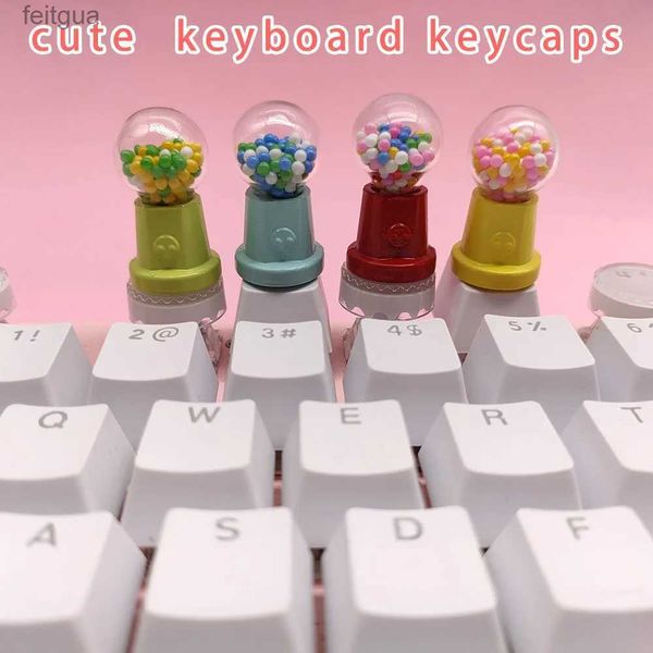 Teclados Teclados Mini Máquina de Doces Teclado Mecânico Keycaps Personalidade Design Artisan Key Caps Personalizado Esc Cherry Kawaii Keycap Acessórios YQ240123