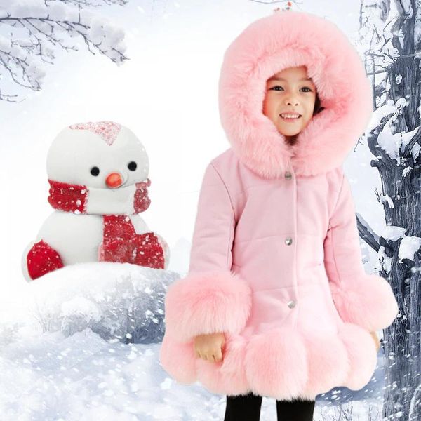 Jaquetas rosa preto falso casaco de pele grosso casaco para meninas crianças inverno outono criança crianças quentes plush outerwear roupas de lã azul vermelho