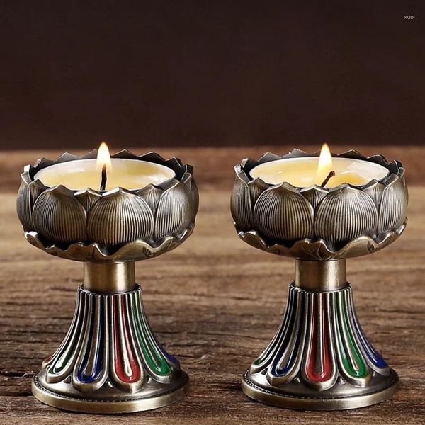 Castiçais suporte de metal castiçal dourado lótus decorativo recipiente votivo candelabros para velas decoração para casa ab50zt