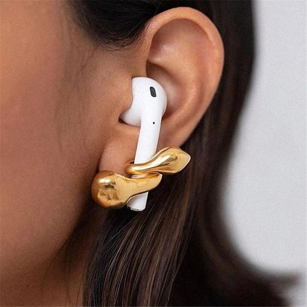 Brincos anti-perdidos, pulseira de cor dourada, suporte de fone de ouvido sem fio para airpods, gancho de orelha, conector de silicone, acessórios esportivos