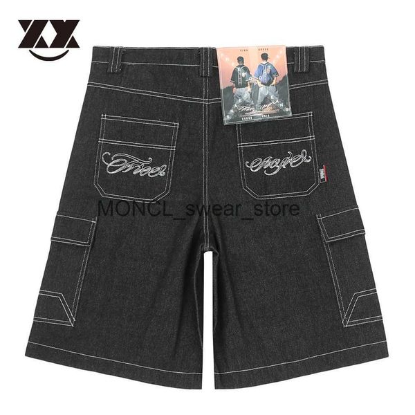 Pantaloncini da uomo Stampa Jeans neri Casual Baggy Jogger Shorts Moda Casual Pantaloni corti Estate Allentati Uomo Streetwear Harajuku Jean PantaloniH24123