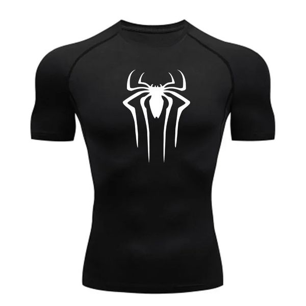 Spider Super Hero bedrucktes T-Shirt für Herren, Kompressionsshirt, Fitness, Sportbekleidung, Laufhose, Fitnessstudio, Workout, T-Shirts, schnell trocknendes Oberteil 240123