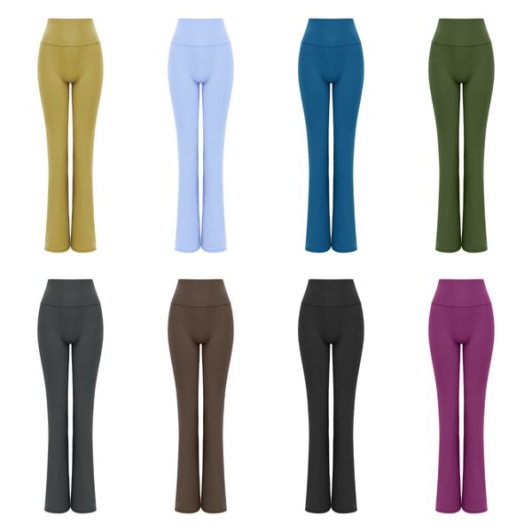 Frauen-Schlag-Yogahose für Frauen, einfarbig, nackt, sportlich, formend, Taille, eng, ausgestellt, Fitness, locker, Jogging, Sportbekleidung, Damen, neun Punkte, Schlaghose, hohe Qualität, 0