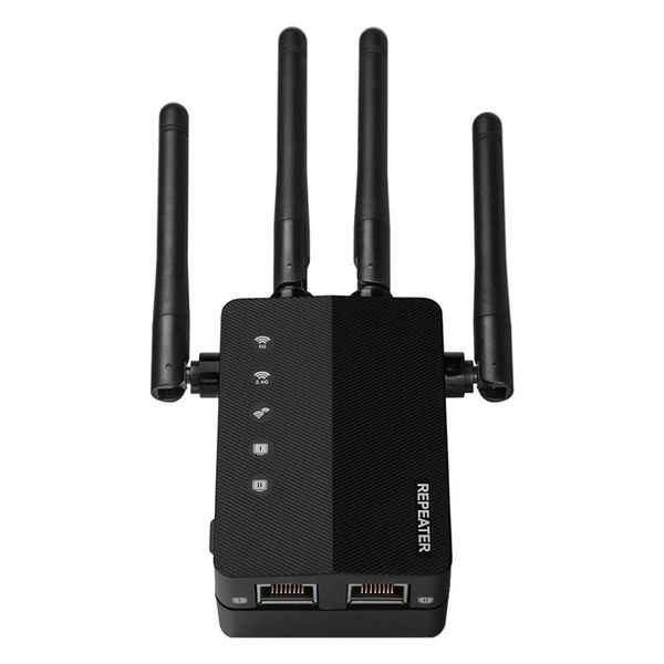 Repetidor wi-fi sem fio de 1200Mbps 2.4Ghz 5.8G Dual Band Extensor de sinal Wi-fi Localizadores de rede com 4 antenas externas para roteador de escritório doméstico