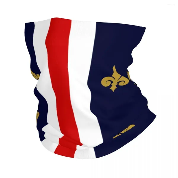 Sciarpe Fleur-de-lis Francia Bandiera francese Bandana Ghetta per il collo Stampata Fleur De Lis Maschera di giglio Sciarpa Viso Pesca per uomo Donna Adulto