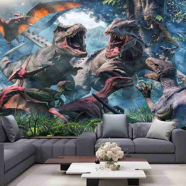 Tapeçarias Dinossauro Floresta Impressão Decoração de Casa Tapeçaria Pendurada na Parede Animal Selvagem Arte Tema Linda Sala de Estar Quarto Cortina Decorativa