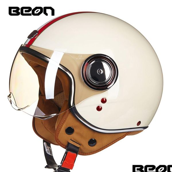 Motosiklet kaskları kask kıyıcı 3 4 açık yüz vintage moto casque casco capacete erkekler kadın scooter motosiklet damla teslimat otomobil dhqpf