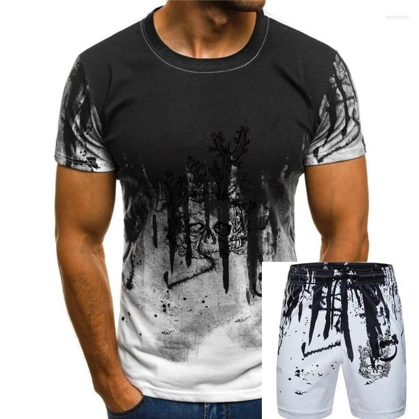 Fatos masculinos Cactus Skull Camiseta Homens Cinza Tee Algodão Top Camisetas para Estudantes Manga Curta Tops Camisas Est Verão Redondo Pescoço Suéter