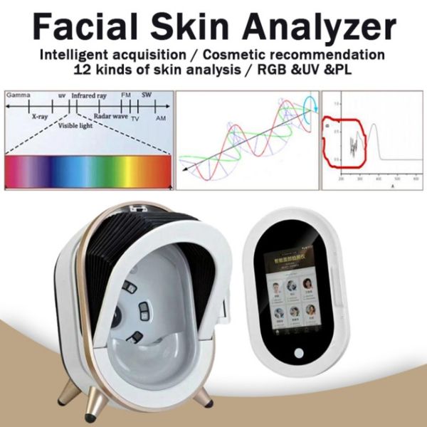 Profissional espelho mágico 3d analisador de pele facial scanner digital automático diagnóstico da pele análise da pele digitalização acne analisador machine540