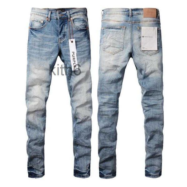 Herren Jeans Luxusmarke Lila Mann Schwarz High Street Farbe Graffiti Muster Beschädigt Zerrissene Röhrenhose Denim Hosen A2 3WC2