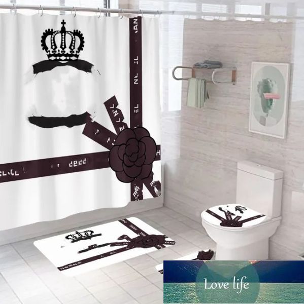 Set di tende da doccia con stampa cool alla moda Set di quattro pezzi di alta qualità da bagno Tappetini da bagno deodoranti antiscivolo per bagno