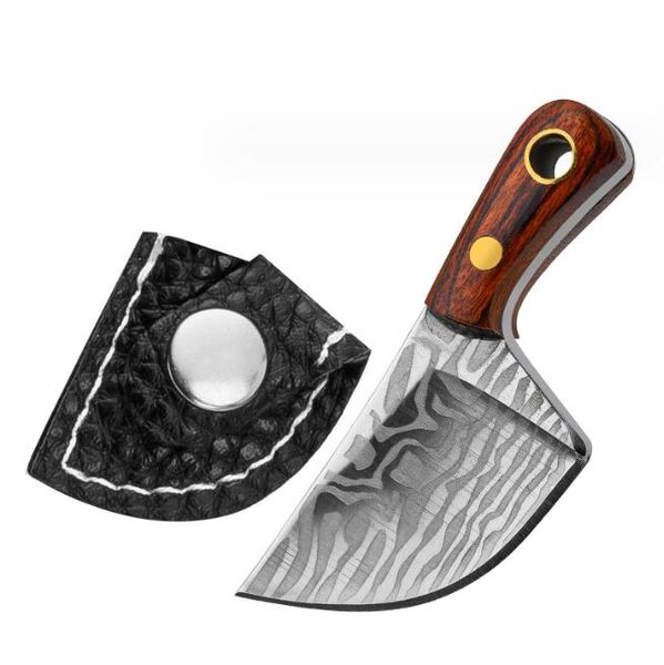 Chaveiro multifuncional faca ao ar livre edc multi ferramenta mini chaveiro lâmina de aço faca bolso pequena faca com punho de madeira
