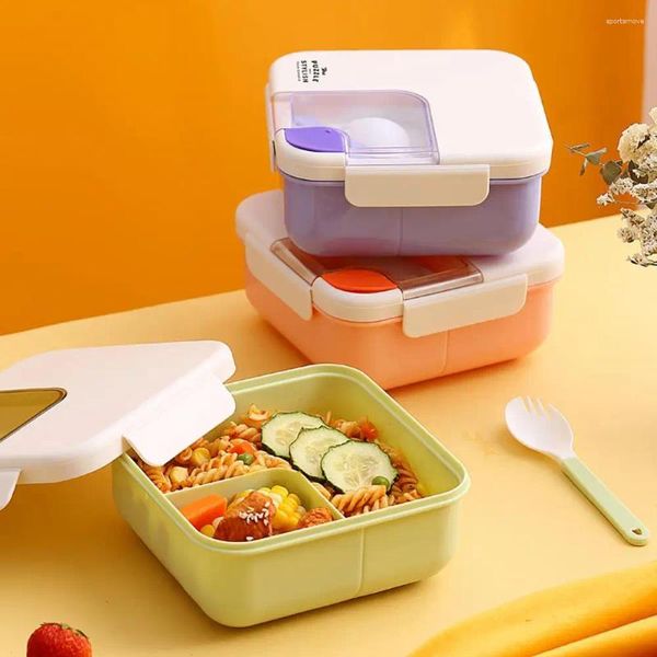 Geschirr 1 Set Lunchbox, auslaufsicher, mit Löffel, sicherer Picknick-Wanderbehälter für Schule, Bento