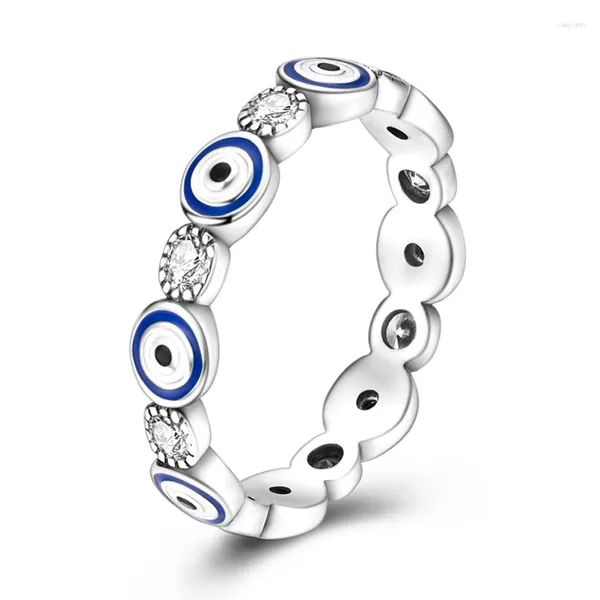 Anéis de cluster legal 925 prata esterlina azul fé olho tamanho anel para festas de rock feminino acessórios de jóias requintados