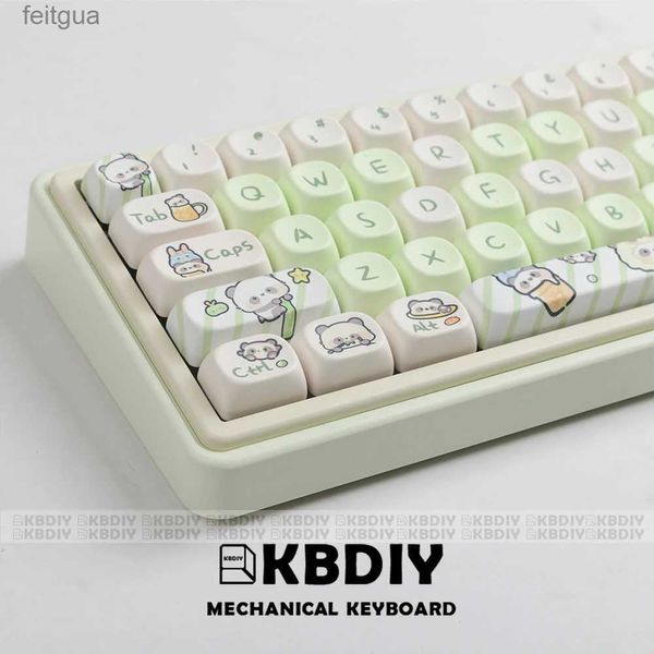Teclados Teclados KBDiy 140 teclas / conjunto MAC PBT Keycap Teclado Mecânico MOA Perfil Cute Panda Theme Keycaps para MX Switch GMK64 K500 GMK67 YQ240123