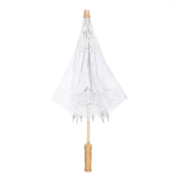 Regenschirme gesticktes Parasol Regenschirm Hochzeitsdekor Brautdekorative mit Holzgriff Handheld Spitzen Vintage