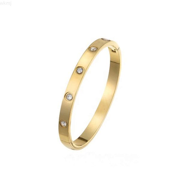 Bracciale rigido in oro con imitazione di gioielli in argento sterling 925 di alta qualità