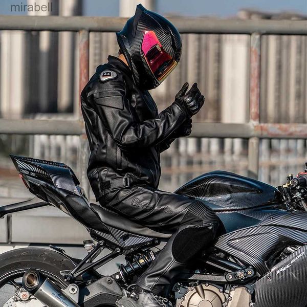 Jaquetas femininas Novo terno de equitação de motocicleta inverno frio e quente terno de corrida jaqueta retrô cavaleiro à prova de vento couro de motocicleta masculino e feminino C YQ240123