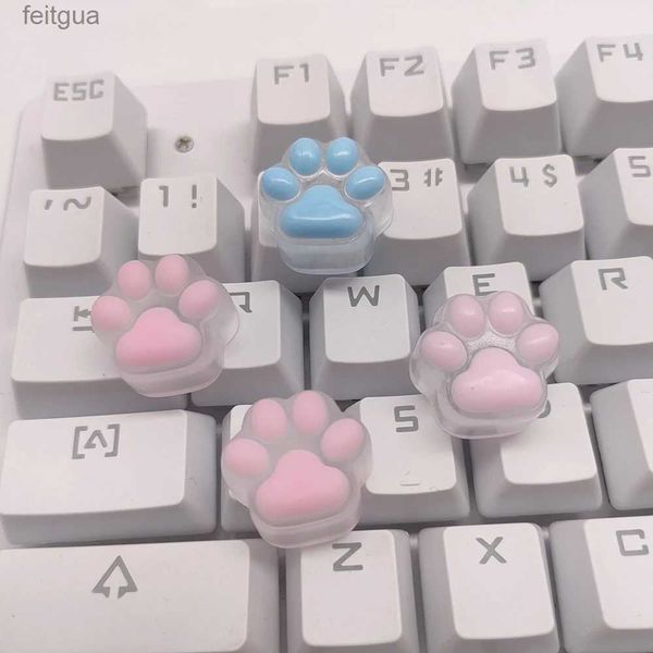 Tastaturen Tastaturen Silikon Translucent Cat Paw Anime Kawaii Cute Custom Artisan Diy Cherry Mx Handmade Keycap Cross Axis Mechanical Keyboard YQ240123