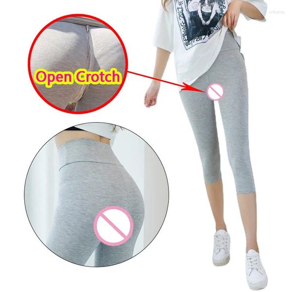 Frauen Leggings Frau Offener Schritt Sexy Hosen Ouvert Elastische Nahtlose Doppel-reißverschluss Höschen Paar Spielzeug Für Outdoor Sex Shorts