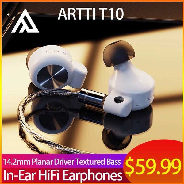 Fones de ouvido Artti T10 In-Ear HiFi Fones de ouvido com fio IEMs Monitores 14,2mm Planar Driver Texturizado Baixo 0,78mm 2pin 3,5mm / 4,4mm Conector J240123
