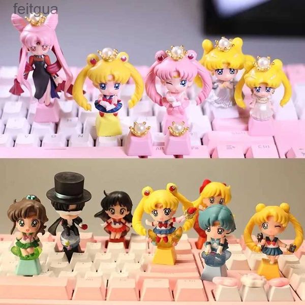 Klavyeler Klavyeler Sevimli ve Güzel Kız Savaşçısı Keycap Tek Anime Yarı Saydam Mekanik Klavye Dekorasyonu Stereo Renk Anahtar Kapakları YQ240123