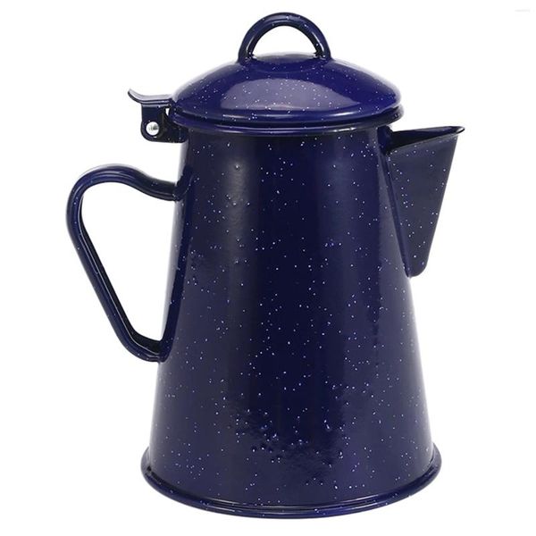 Garrafas de água 1.2l pote de café esmaltado mão chaleira bule vintage decoração de casa céu estrelado azul café ferramentas