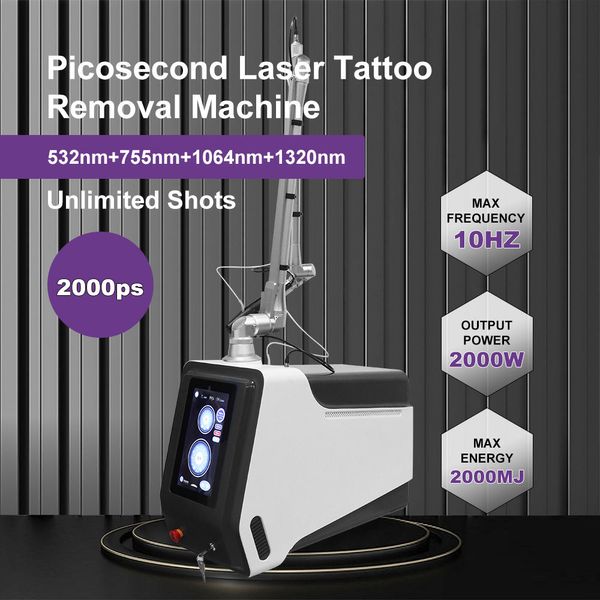 Máquina profissional de remoção de tatuagem a laser picossegundo, máquina de peeling de carbono, grande potência, Nd Yag Pico Lase, tratamento de pigmentação, máquina de remoção de pigmento de sardas