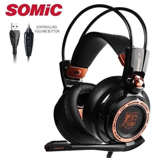 Fones de ouvido Somic Upgrade G941 Cancelamento de ruído ativo 7.1 Virtual Surround Sound USB Gaming Headset com microfone vibratório para PC Laptop J240123