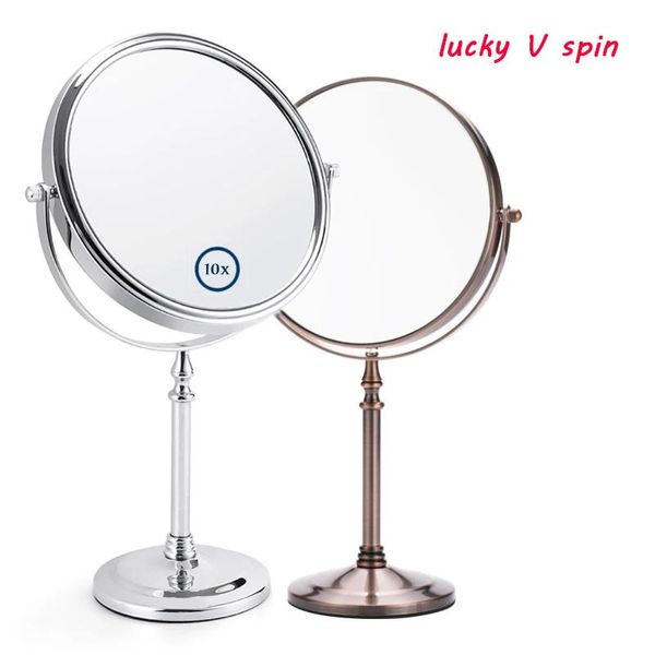 Specchi Specchio per trucco con ingrandimento 8 pollici 5x 7x 10x Specchio cosmetico da tavolo professionale rotante a 360 gradi Lente d'ingrandimento bifacciale da 8 pollici