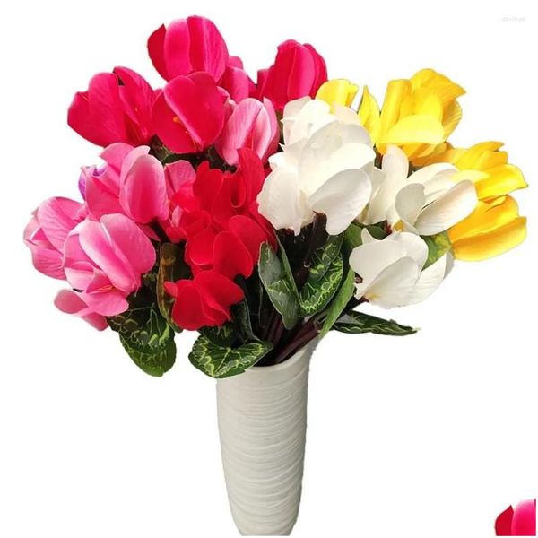 Dekorative Blumen Kränze Künstliche Bonsai Home Decor Dekoration Fake Cyclamen Bouquet DIY Rosa Zimmer Ornamente Valentinstag Geschenk D Dhku4