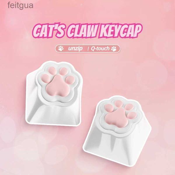 Teclados Teclados ECHOME Cute Cat Paw Keycaps Soft Silicone OME Anime Key Cap para teclado mecânico Rosa Teclado Cap Universal Socket Girl Gift YQ240123