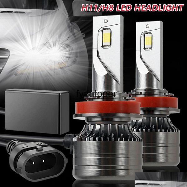 Strumenti per la pulizia dell'auto 2 pezzi Super Bright 5500Lm Fari H8 / H11 Luci a Led Bb 110W 12-24V Lampada 6000-6500K Ip67 Consegna a goccia Automobili Dhg2L